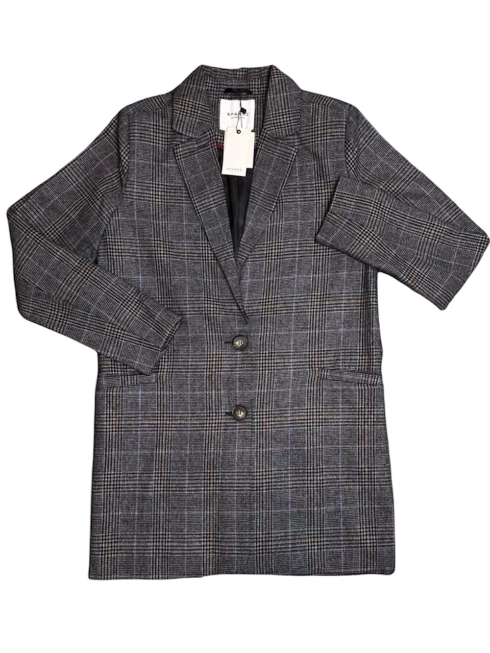 Anthropologie Sparkz Annabelle Long Wool Blend Tweed Blazer